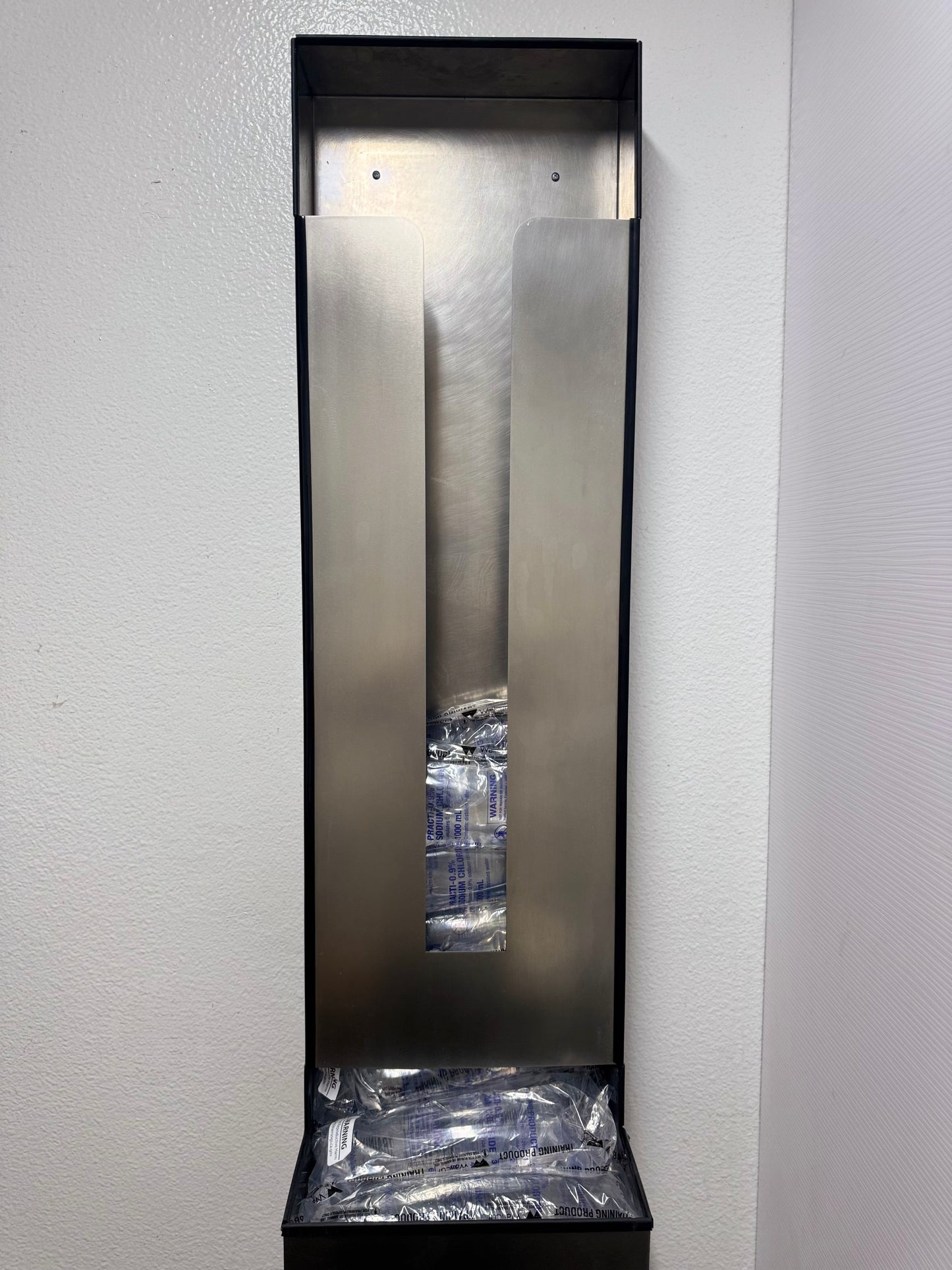 Premium Clinic Fixture, Stainless Steel Wall Mounted Gravity Fed IV Bag Storage “FIFO” Design 